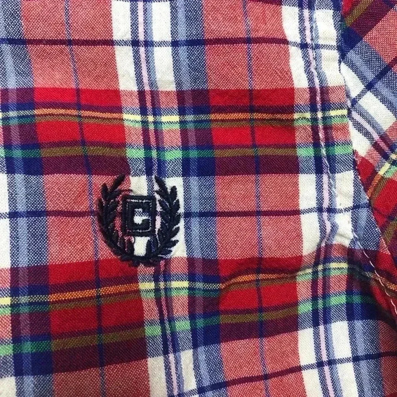 Chaps Collared Short Sleeved Plaid Shirt Red, White, & Blue Plaid  Size 4T - Picture 7 of 16